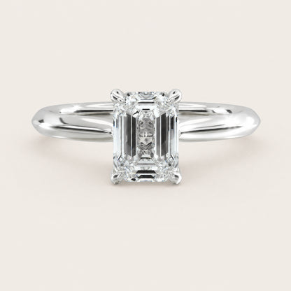 Montez Knife Edge Solitaire – Hidden Halo – emerald
